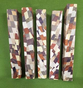 Eclectic Segmented Pen Turning Blanks, Assorted Exotic Hardwoods, Set of 5,  7/8" x 7/8" x over 6" ~ $29.99  #326